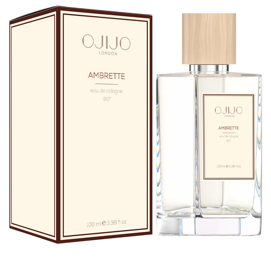 OJIJO LONDON Ambrette Kolonya 100 ml 80 Derece Parfümlü Kolonya – Cam Şişe