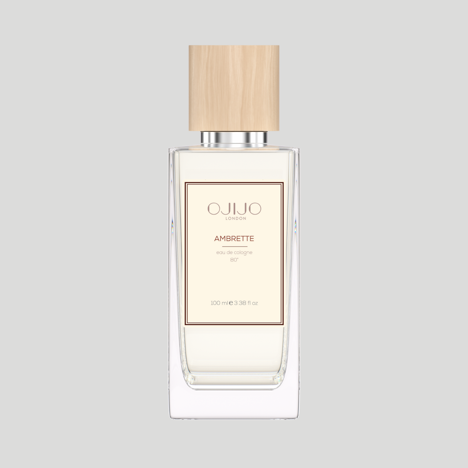 OJIJO LONDON Ambrette Kolonya 100 ml 80 Derece Parfümlü Kolonya – Cam Şişe