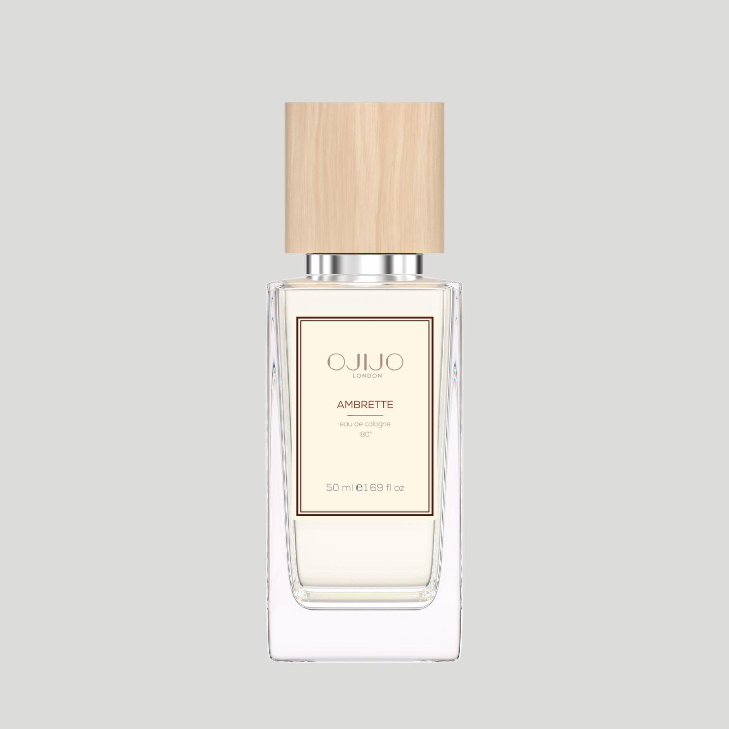OJIJO LONDON Ambrette Kolonya 50 ml 80 Derece Parfümlü Kolonya – Cam Şişe