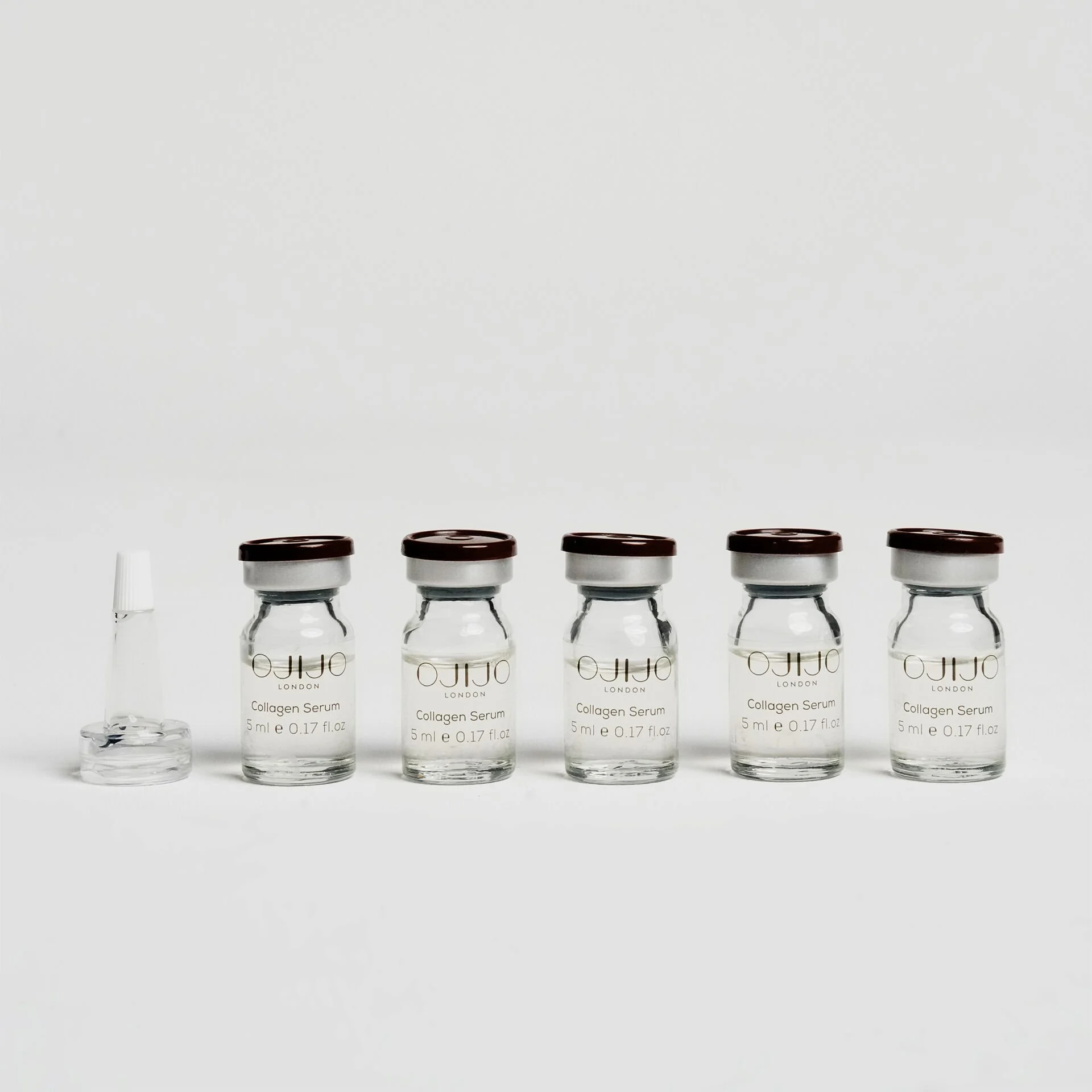 OJIJO LONDON Kırışıklık Karşıtı ve Elastikiyeti Destekleyen Kolajen Serum Seti 5 * 5 ml Flakon Ampul 25 ml - Görsel 4
